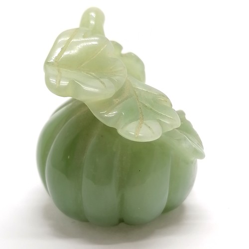 27 - Oriental hand carved hardstone jade fruit with leaves - 4.5cm high & no obvious damage