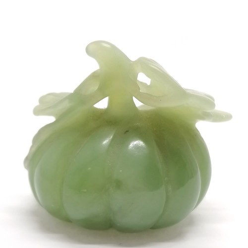 27 - Oriental hand carved hardstone jade fruit with leaves - 4.5cm high & no obvious damage