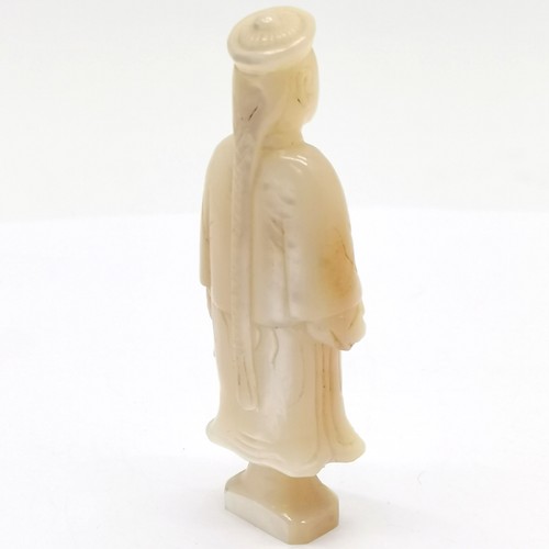 35 - Antique hand carved Chinese mother of pearl desk seal in the form of a mandarin figure - 6.5cm & no ... 