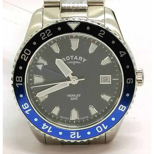 789 - Rotary Henley GMT gents quartz stainless steel (40mm case) wristwatch - runs BUT WE CANNOT GUARANTEE... 