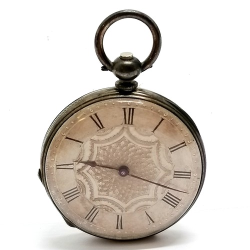 790 - Antique silver 34mm cased fob watch - in used condition with no obvious damage - runs BUT WE CANNOT ... 