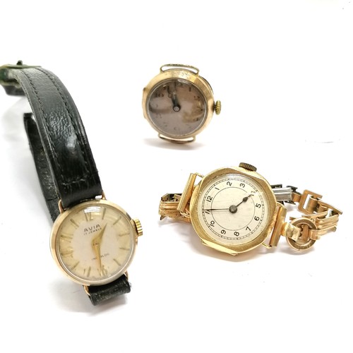 791 - 3 x gold cased manual wind wristwatches - 1 x 18ct gold (with plated strap) & 2 x 9ct gold - all for... 