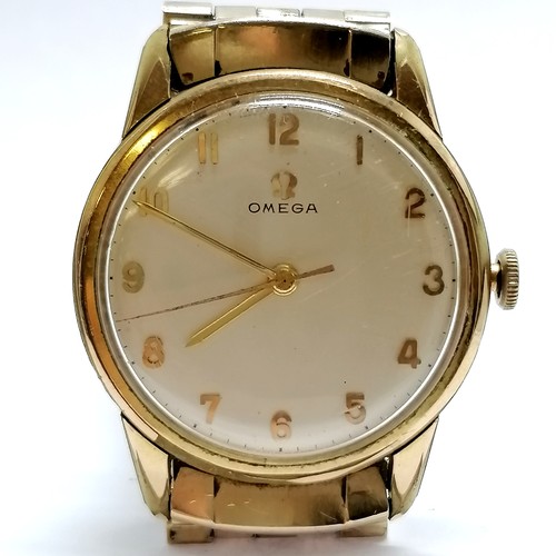 793 - Omega vintage manual wind gold plated wristwatch (32mm case) on an original gold plated Omega bracel... 