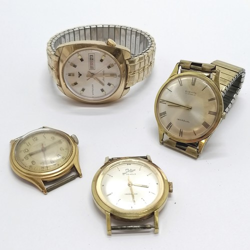 799 - Wittnauer automatic day/date gold plated wristwatch (35mm case) t/w 3 manual wind wristwatches - for... 