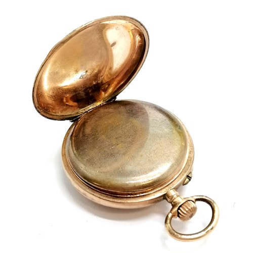 801 - Antique unmarked gold outer cased fob watch - 28mm case in original antique retail box for Alb Willm... 