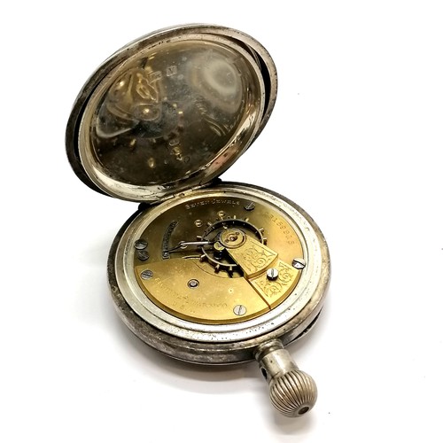 802 - Antique Elgin silver cased large pocket watch - 5.4cm diameter & 154g total weight ~ lacks glass, 2n... 