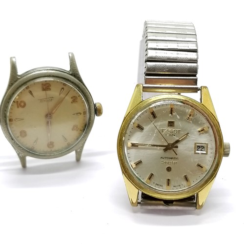 803 - 2 x Tissot wristwatches - automatic Seastar with date aperture in gold plated 32mm case & manual win... 