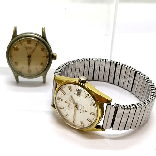 803 - 2 x Tissot wristwatches - automatic Seastar with date aperture in gold plated 32mm case & manual win... 