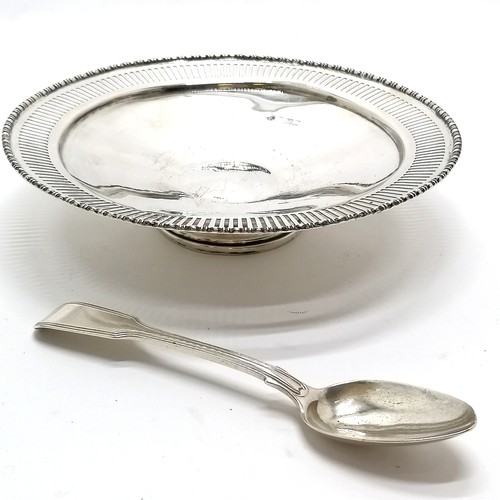 858 - 1942 silver dish with pierced & cast border by William Hutton & Sons Ltd with inset 1949 half crown ... 