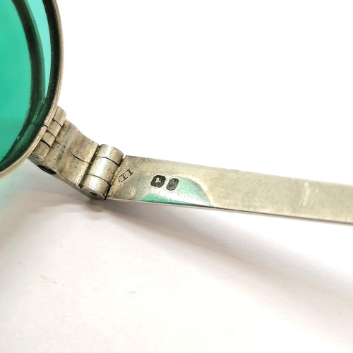 861 - Unusual pair of antique silver marked green tinted double lens spectacles (with no obvious damage) i... 