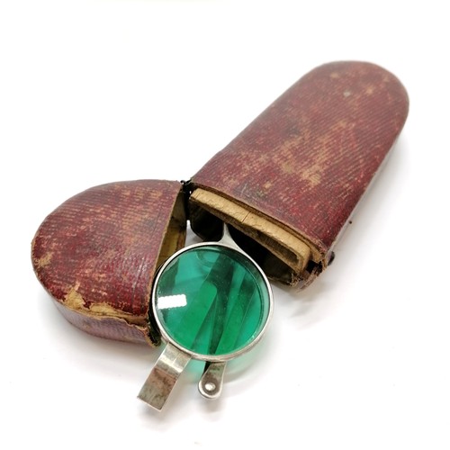 861 - Unusual pair of antique silver marked green tinted double lens spectacles (with no obvious damage) i... 