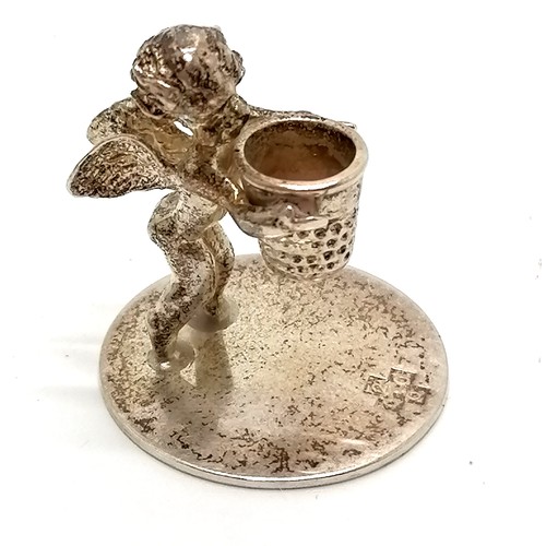 862 - 3 x silver cherubic cabinet figures - 1 holding thimble by Chamberlain Clarke Partnership & 2 Cheste... 