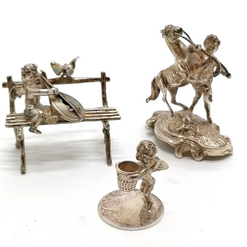 862 - 3 x silver cherubic cabinet figures - 1 holding thimble by Chamberlain Clarke Partnership & 2 Cheste... 