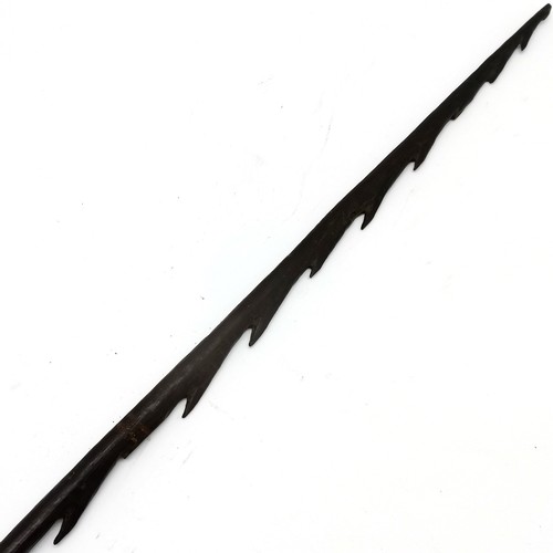 70 - Antique ethnic wooden fishing spear with barbed detail - has losses - 92cm long.