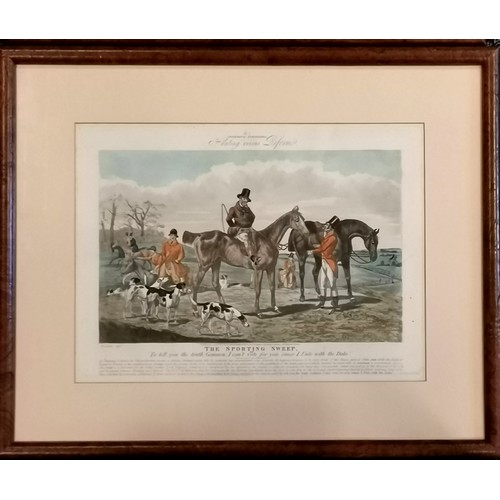 73 - 3 x antique framed hunting prints inc 2 x Sporting Anecdotes by Henry Alken - largest frame 45cm x 5... 