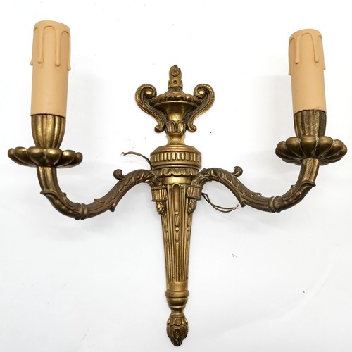 76 - 3 x pairs of vintage brass wall lights in classical styles - longest (with bow detail) 33cm high