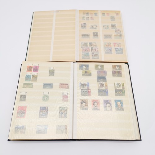 99 - 6 x stamp stockbooks + 2 albums with world collection with predominantly more GB & Germany