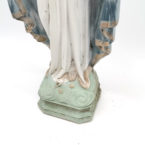 101 - Vintage statue of Mary with paint decoration - 66cm high & 20kg ~ has wear but no obvious damage