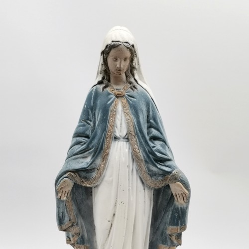 101 - Vintage statue of Mary with paint decoration - 66cm high & 20kg ~ has wear but no obvious damage