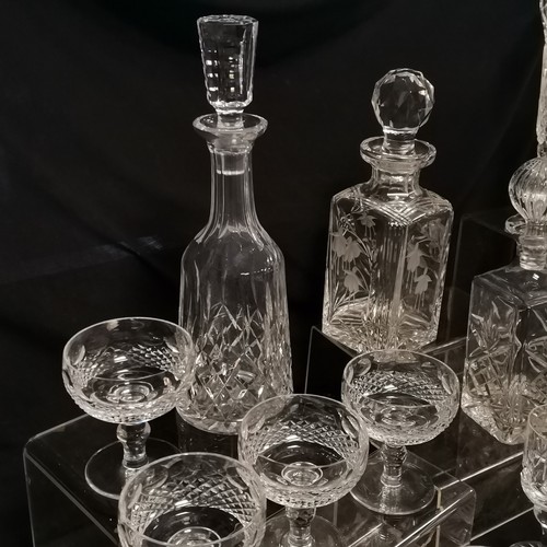 104 - Quantity of Waterford glassware to include decanter. 4 sundae dishes, 6 tumblers, 4 slightly smaller... 