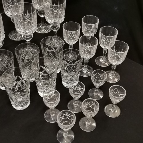 104 - Quantity of Waterford glassware to include decanter. 4 sundae dishes, 6 tumblers, 4 slightly smaller... 