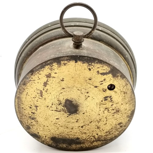 106 - Antique cased barometer 12.5cm diameter x 6 cm deep, in used condition.