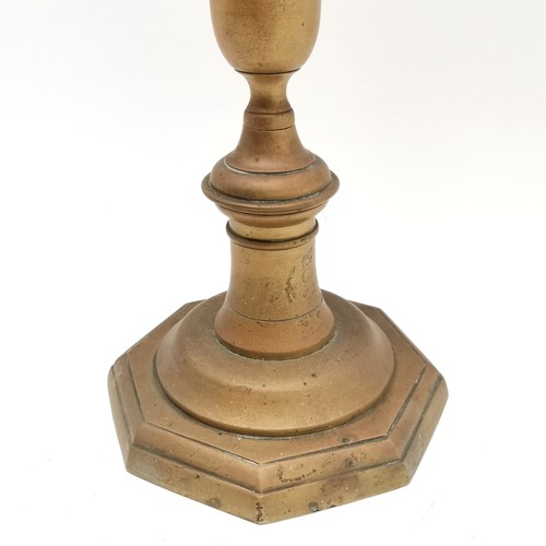 107 - Vintage large brass candlestick, 70cm high, good used condition.