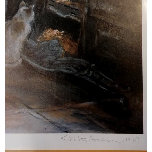 138 - 1987 Keith Andrew signed print of a rustic kitchen - frame 74cm x 57cm ~ slight marks to frame