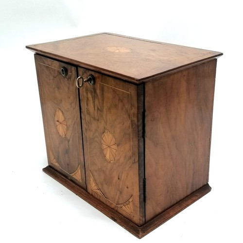 173 - Antique walnut veneered smokers cabinet with satinwood inlay 28cm x 18cm x 24.5cm high - strung inla... 