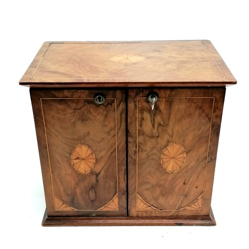 173 - Antique walnut veneered smokers cabinet with satinwood inlay 28cm x 18cm x 24.5cm high - strung inla... 