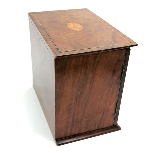 173 - Antique walnut veneered smokers cabinet with satinwood inlay 28cm x 18cm x 24.5cm high - strung inla... 