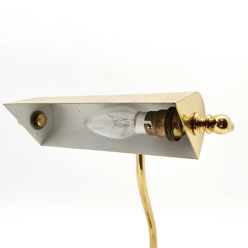 177 - Adjustable brass bankers lamp ~ 32cm high - slight losses otherwise in good used condition