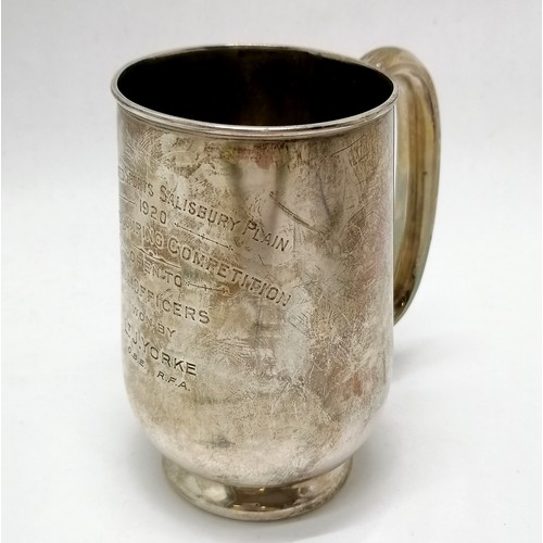 184 - 1918 silver tankard by James Dixon & Sons Ltd won in 1920 for Officers jumping by Lt J Yorke OBE - 1... 