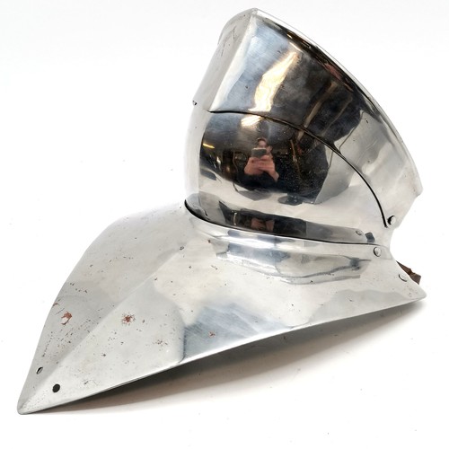 190 - 15th Century falling lame bevor gothic re-enactment armour helmet - 20cm high - signs of scratches a... 