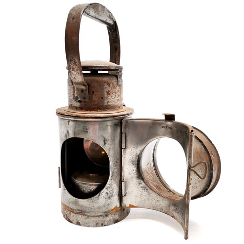 201 - LMS vintage steel railway signal lamp #D68466 - 31cm high & has original burner ~ SOLD IN AID OF STA... 