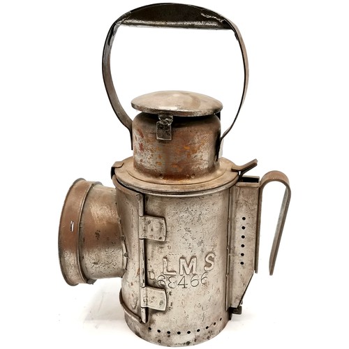 201 - LMS vintage steel railway signal lamp #D68466 - 31cm high & has original burner ~ SOLD IN AID OF STA... 