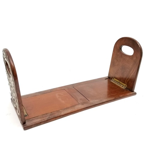 207 - Antique walnut & brass mounted book slide - closed 37cm x 15cm ~ has old repairs and losses to 1 end