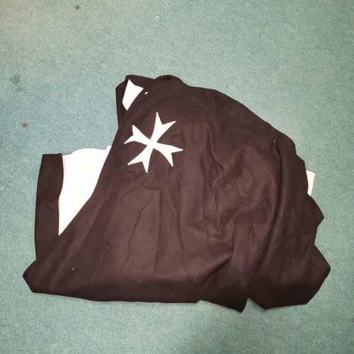 208 - Knights hospitaller hooded wool & cotton re-enactment cloak t/w medieval shirt, surcoat and trousers... 