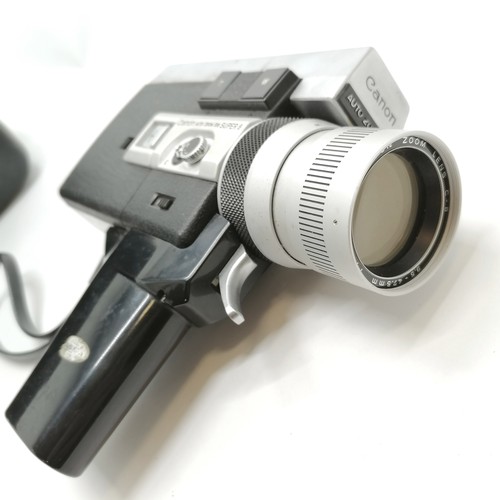 223 - Canon Auto Zoom 518 Super 8 cine camera in original black leather case - has some wear to the case