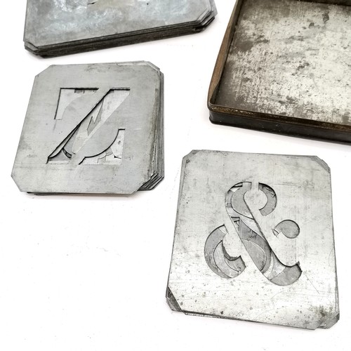 225 - 2 x sets of antique metal stencils comprising A-Z & 0-8 & ampersand (23cm x 18cm) - smaller set (sam... 