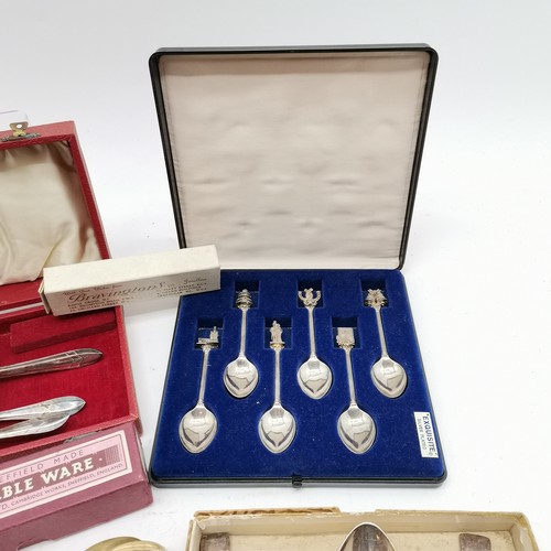 228 - Qty of plated ware inc loose cutlery, boxed christening set, cigarettes case etc - SOLD ON BEHALF OF... 