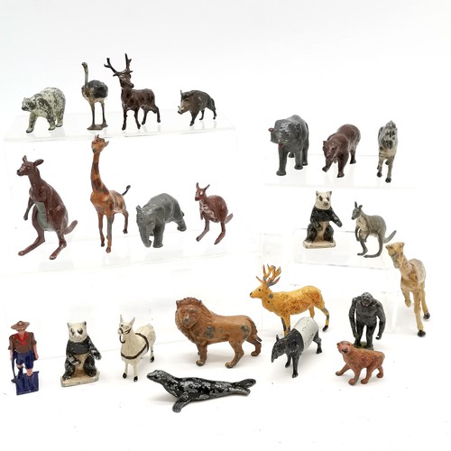 Qty of lead zoo / wildlife animals inc gorilla with moveable arm ...