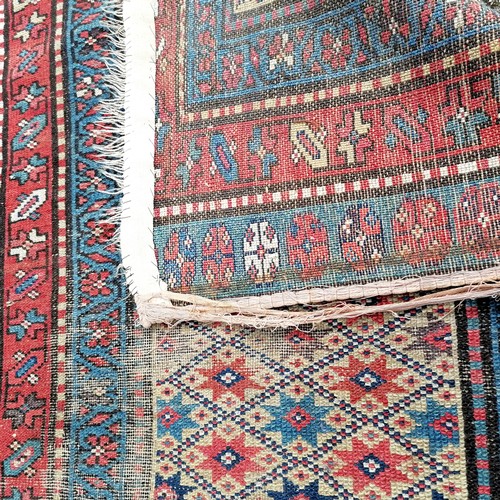 366 - Persian red grounded hand woven wool rug / runner - 412cm x 80cm ~ has mark to 1 part otherwise in g... 