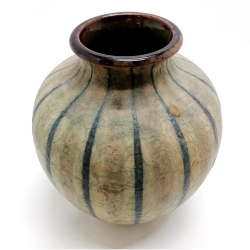 212 - 1904 (Sept) Martin Brothers (London & Southall) stoneware vase of good scale with vertical blue stri... 