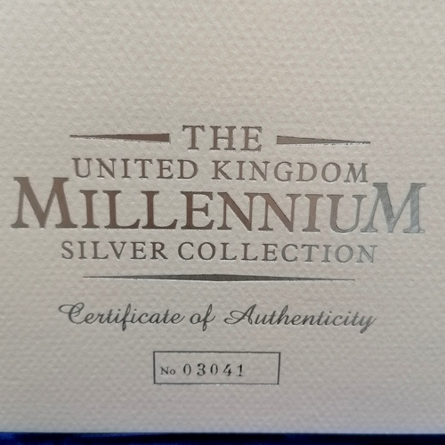 213 - 2000 UK Millennium Royal Mint cased set of silver proof coins inc Maundy set - 13 coins in total in ... 