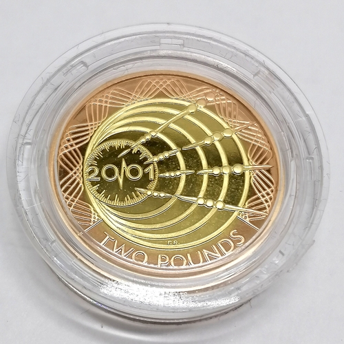 214 - 2001 UK £2 gold proof coin Marconi wireless bridges the Atlantic in original case with certificate