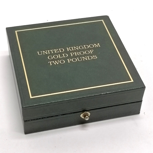 214 - 2001 UK £2 gold proof coin Marconi wireless bridges the Atlantic in original case with certificate