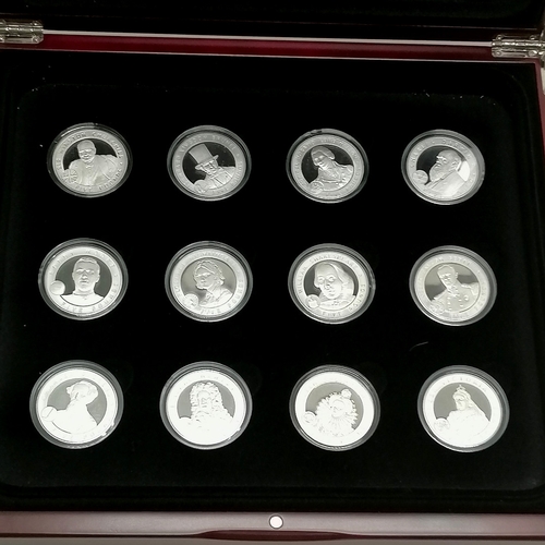 218 - 2006 Channel Islands set of 12 x £5 Great Britons silver proof coins in original display case 27cm x... 