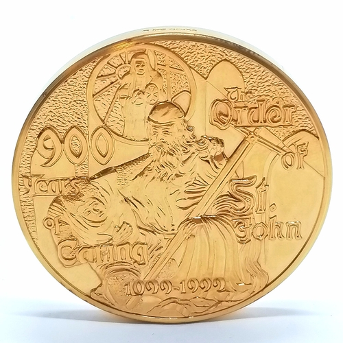 219 - Royal Mint 9ct hallmarked gold St John Centenary medal (900th anniversary) by Matthew Bonaccorsi in ... 