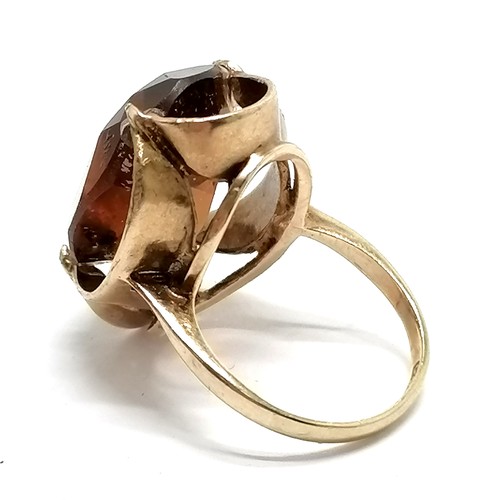 455 - 9ct hallmarked gold dress ring - size L & 7g total weight ~ setting is a/f with old repair